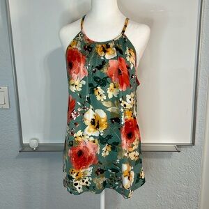 Papermoon Sleeveless Green and Orange Camisole Top